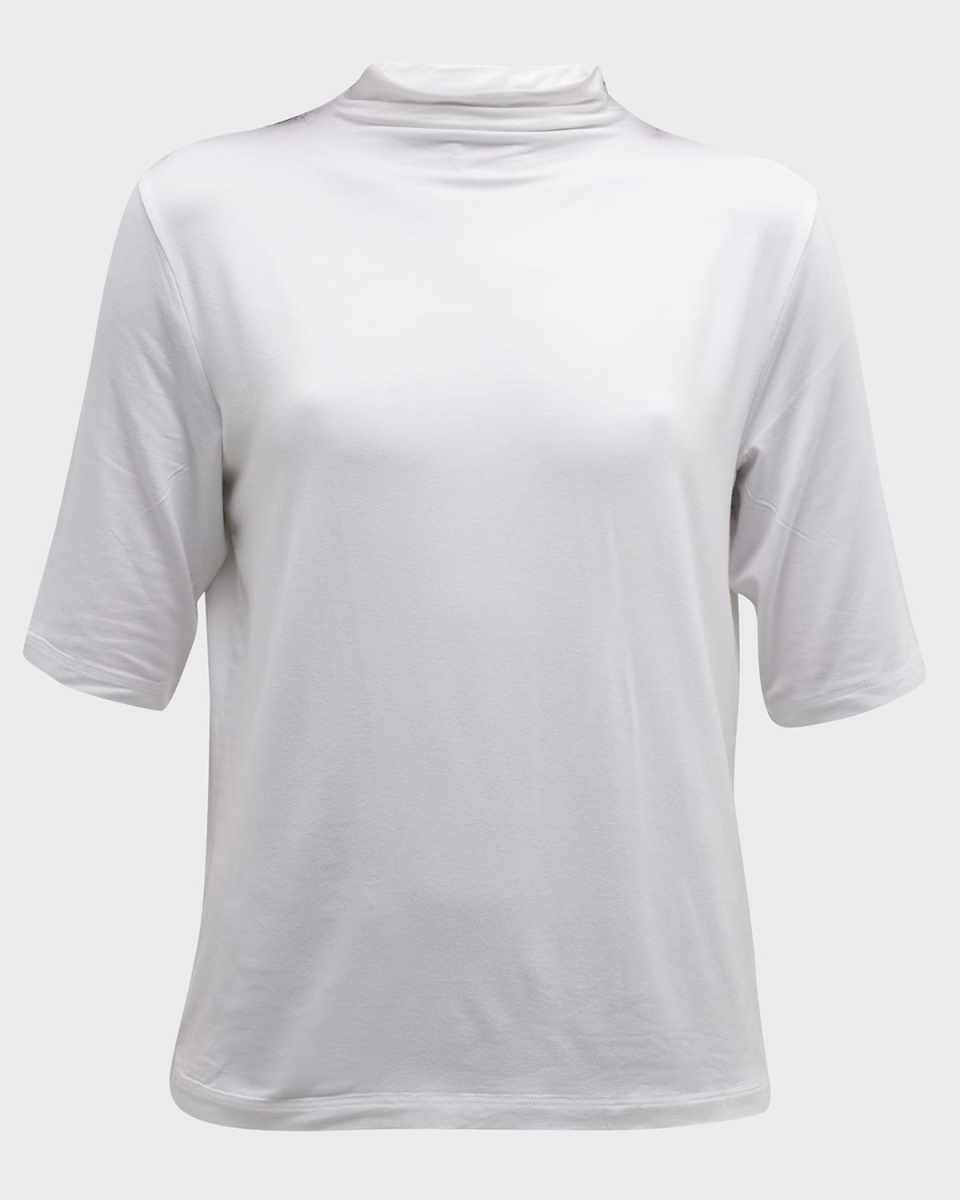 Mock Neck Elbow Sleeve Top